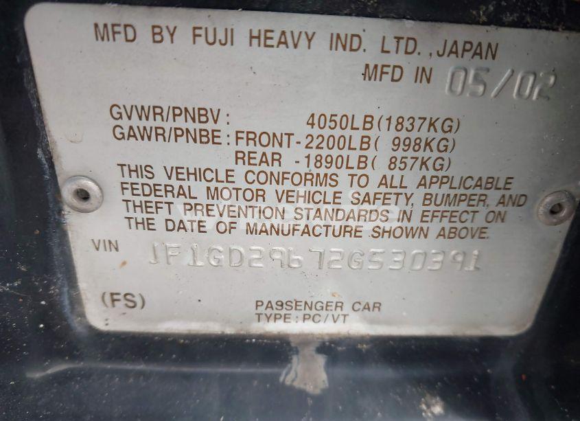 Photo 9 of 2002 Subaru Impreza WRX (VIN JF1GD29672G530391)