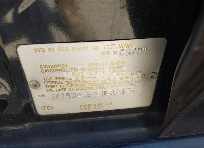 Photo 9 of 2005 Subaru Impreza WRX (VIN JF1GD29695H512134)