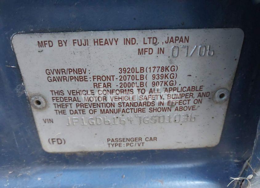 Photo 9 of 2007 Subaru Impreza 2.5I (VIN JF1GD61647G501036)