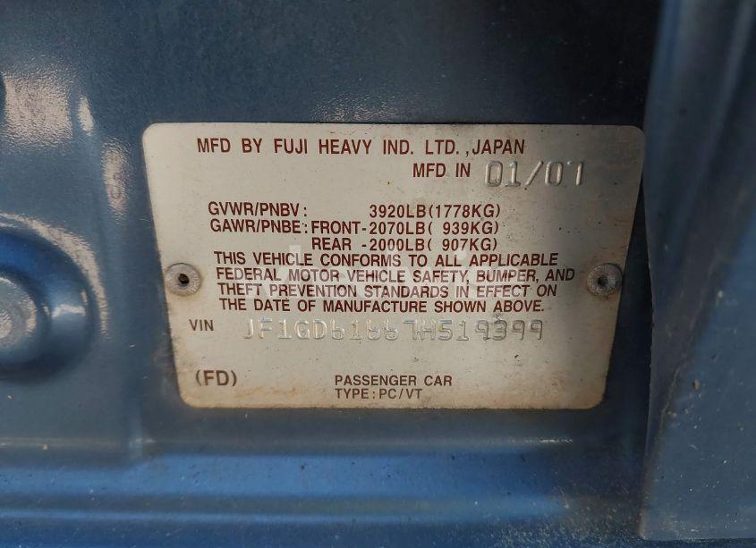 Photo 9 of 2007 Subaru Impreza 2.5I (VIN JF1GD61667H519399)