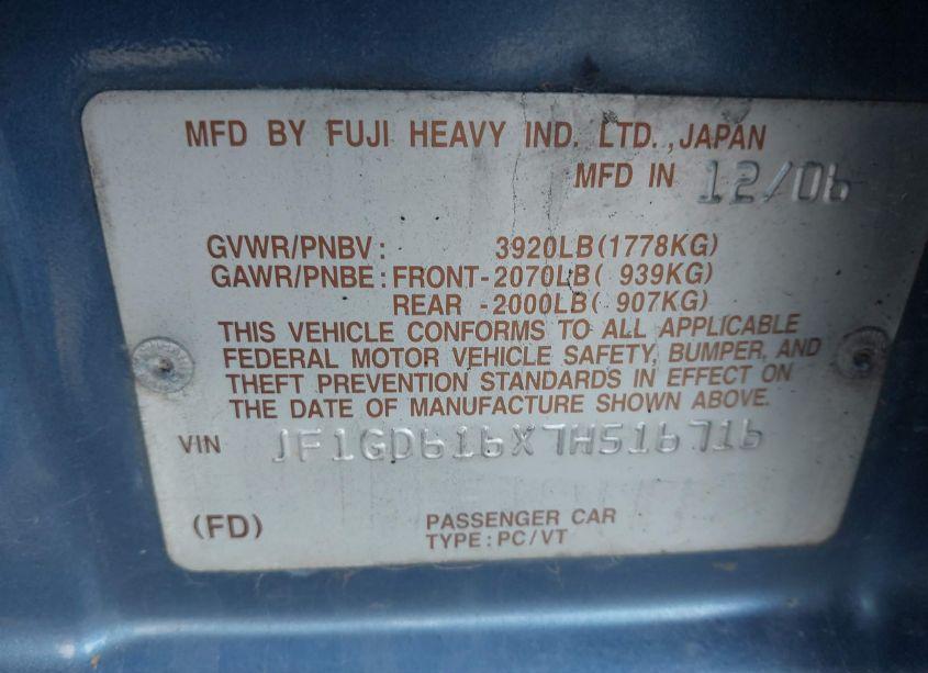 Photo 9 of 2007 Subaru Impreza 2.5I (VIN JF1GD616X7H516716)