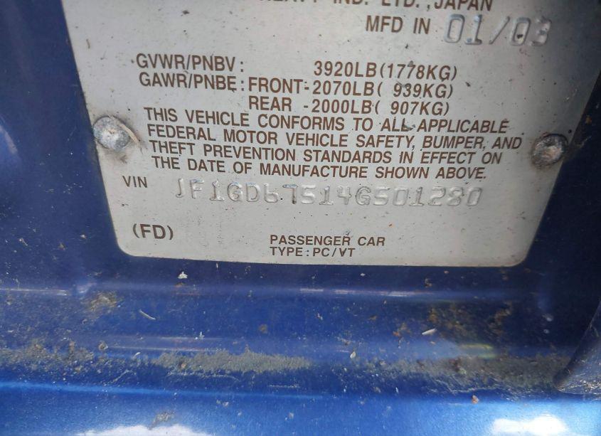 Photo 9 of 2004 Subaru Impreza 2.5RS (VIN JF1GD67514G501280)