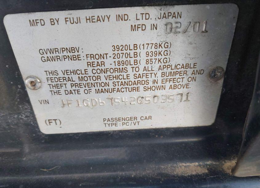 Photo 9 of 2002 Subaru Impreza 2.5RS (VIN JF1GD67542G503571)