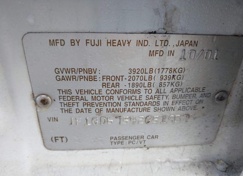 Photo 9 of 2002 Subaru Impreza 2.5RS (VIN JF1GD67542G519575)