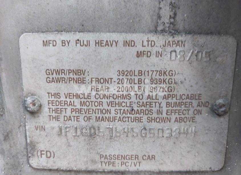 Photo 9 of 2006 Subaru Impreza 2.5I (VIN JF1GD67646G503844)