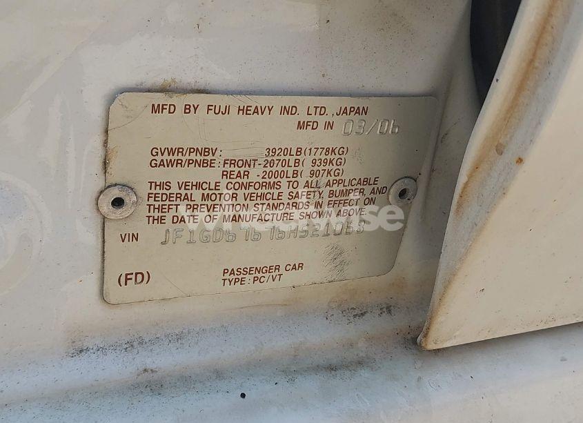 Photo 9 of 2006 Subaru Impreza 2.5I (VIN JF1GD67676H521068)