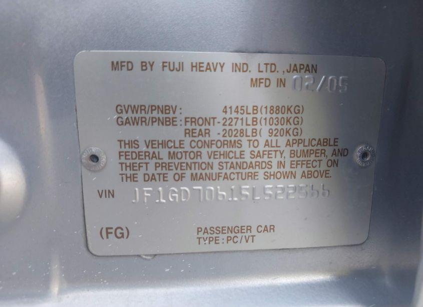 Photo 9 of 2005 Subaru Impreza WRX STI (VIN JF1GD70615L522566)