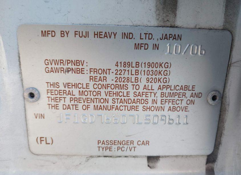 Photo 9 of 2007 Subaru Impreza WRX STI (VIN JF1GD76607L509611)