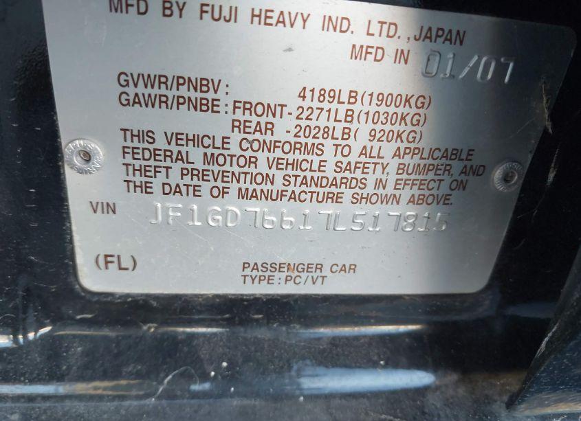 Photo 9 of 2007 Subaru Impreza WRX STI (VIN JF1GD76617L517815)