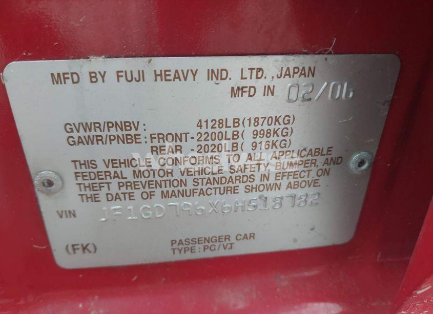 Photo 9 of 2006 Subaru Impreza WRX/LIMITED (VIN JF1GD796X6H518782)