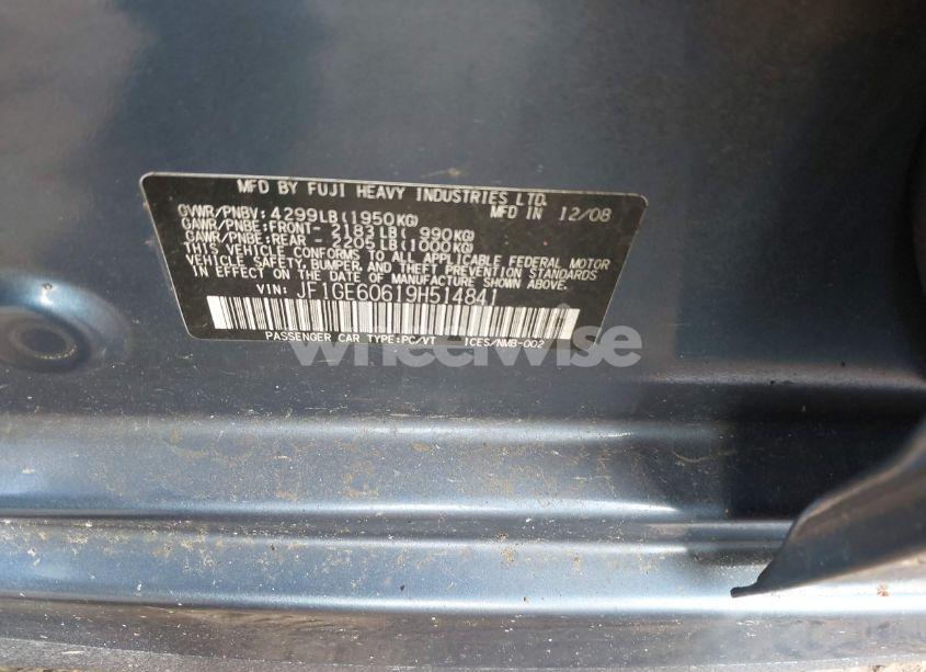 Photo 9 of 2009 Subaru Impreza 2.5I (VIN JF1GE60619H514841)