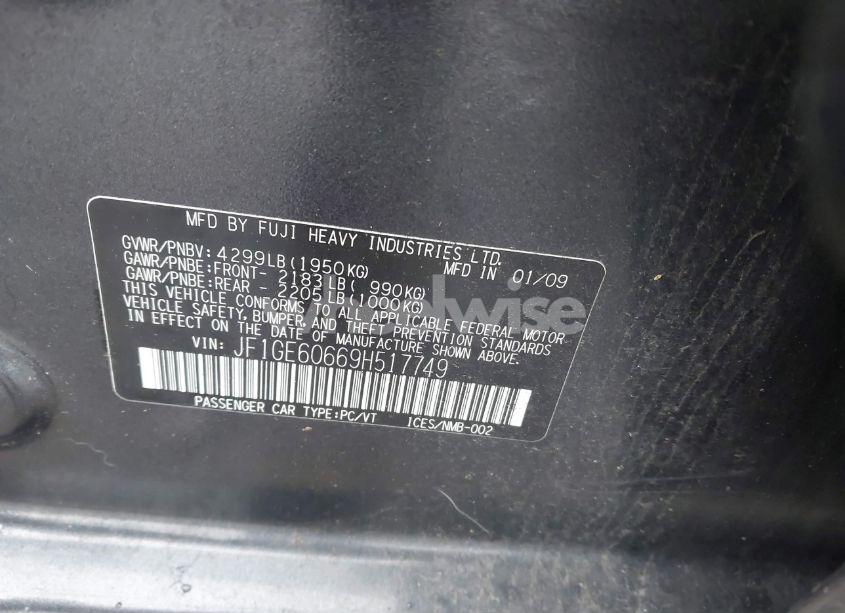 Photo 9 of 2009 Subaru Impreza 2.5I (VIN JF1GE60669H517749)