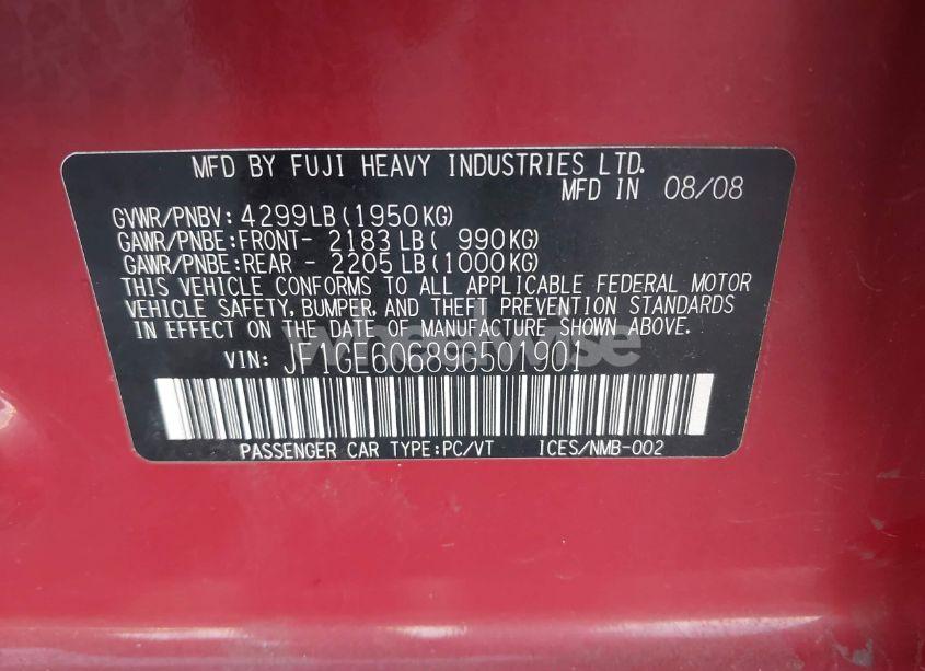 Photo 9 of 2009 Subaru Impreza 2.5I (VIN JF1GE60689G501901)