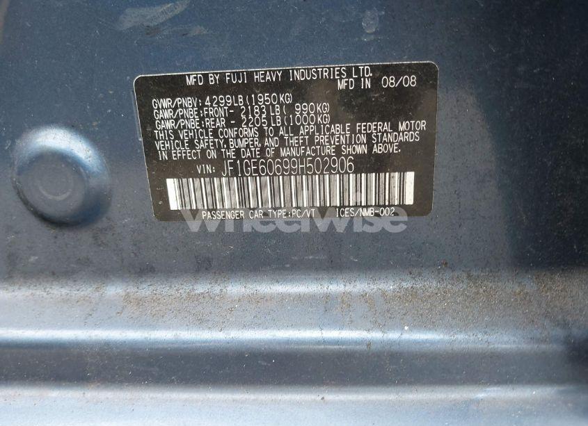 Photo 9 of 2009 Subaru Impreza 2.5I (VIN JF1GE60699H502906)