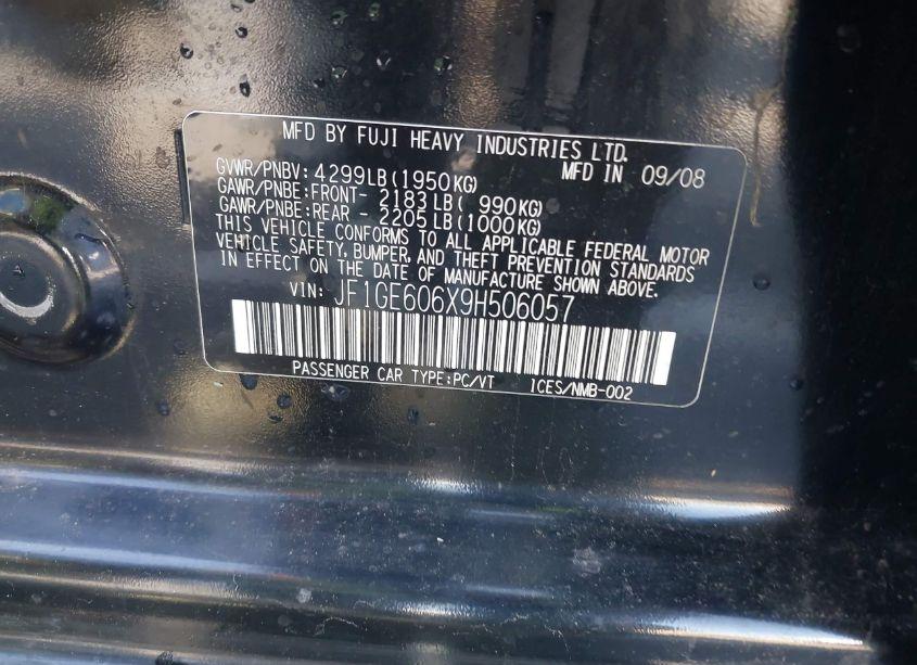 Photo 9 of 2009 Subaru Impreza 2.5I (VIN JF1GE606X9H506057)