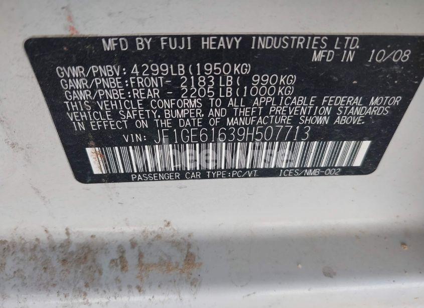 Photo 9 of 2009 Subaru Impreza 2.5I (VIN JF1GE61639H507713)