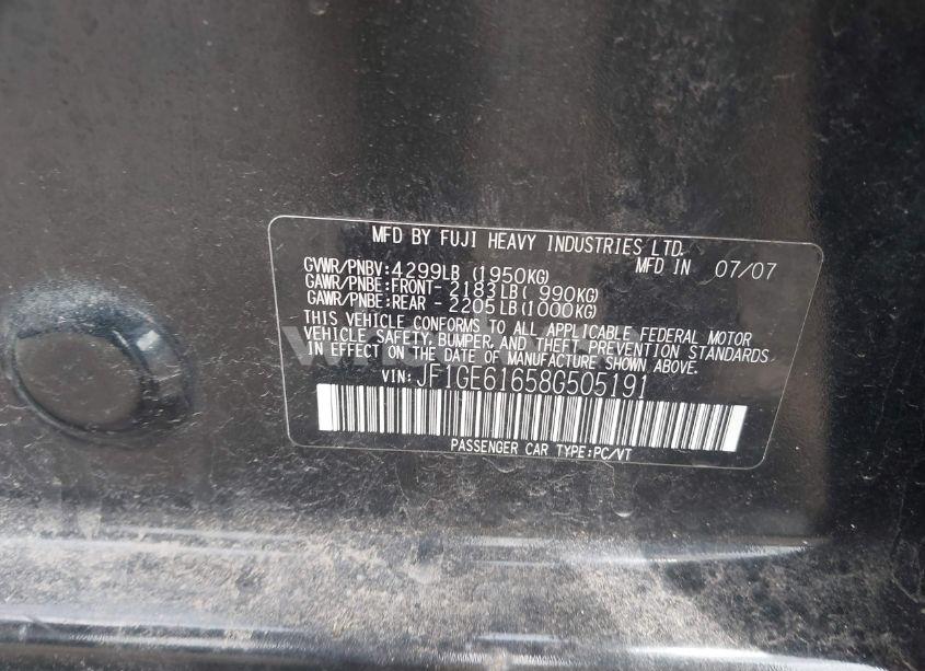 Photo 9 of 2008 Subaru Impreza 2.5I (VIN JF1GE61658G505191)