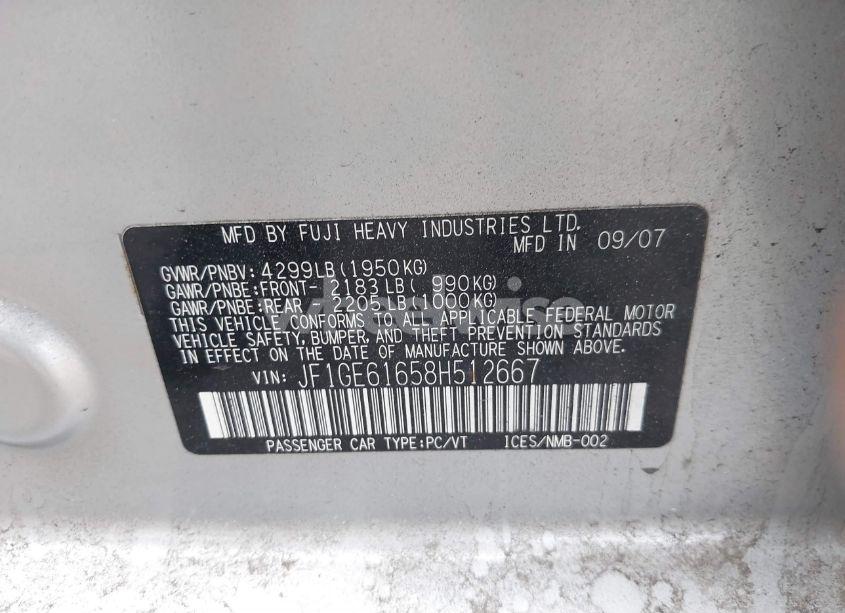 Photo 9 of 2008 Subaru Impreza 2.5I (VIN JF1GE61658H512667)