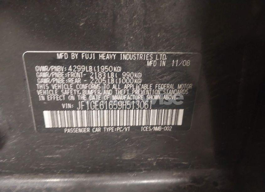 Photo 9 of 2009 Subaru Impreza 2.5I (VIN JF1GE61659H513061)
