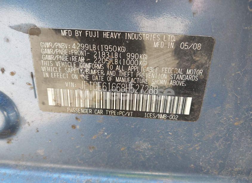 Photo 9 of 2008 Subaru Impreza 2.5I (VIN JF1GE61668H527288)