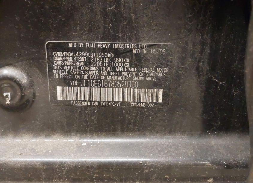 Photo 9 of 2008 Subaru Impreza 2.5I (VIN JF1GE61678G528360)