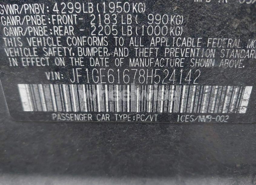 Photo 9 of 2008 Subaru Impreza 2.5I (VIN JF1GE61678H524142)