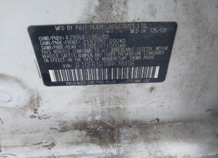 Photo 9 of 2008 Subaru Impreza 2.5I (VIN JF1GE61678H528496)