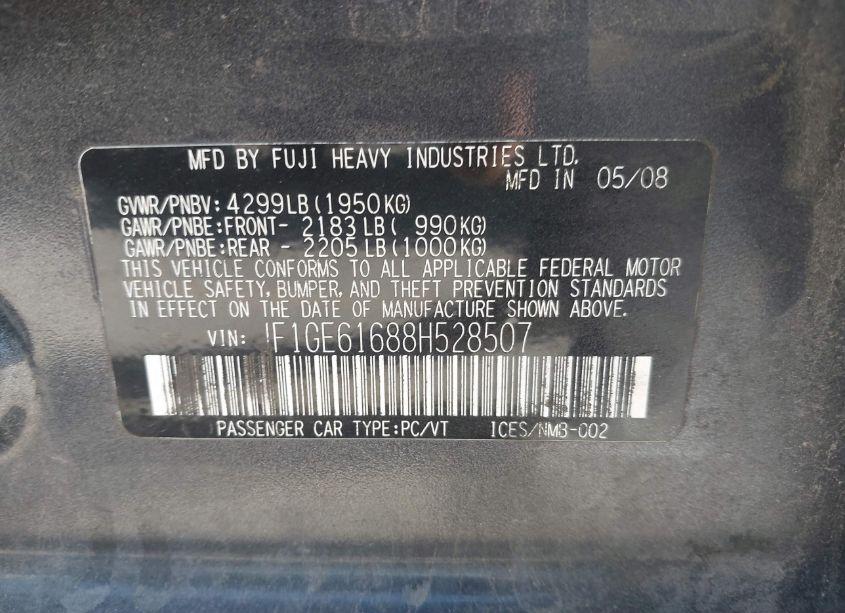 Photo 9 of 2008 Subaru Impreza 2.5I (VIN JF1GE61688H528507)