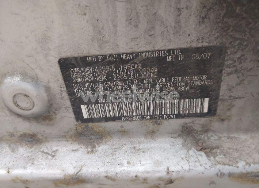 Photo 9 of 2008 Subaru Impreza 2.5I (VIN JF1GE61698H502806)