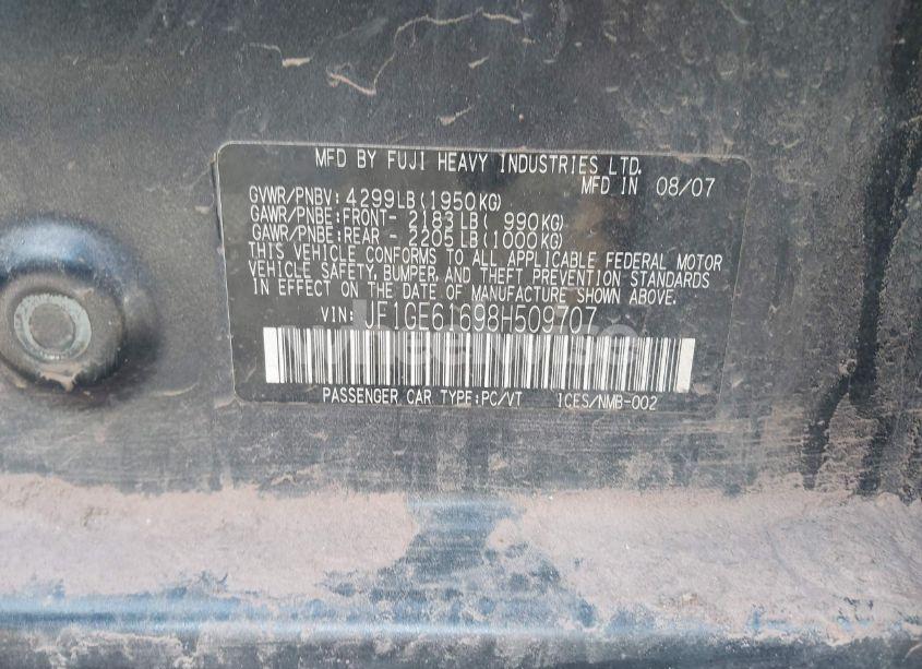 Photo 9 of 2008 Subaru Impreza 2.5I (VIN JF1GE61698H509707)