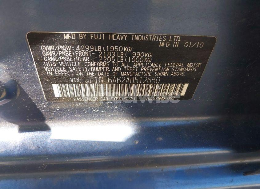 Photo 9 of 2010 Subaru Impreza 2.5I (VIN JF1GE6A62AH512650)