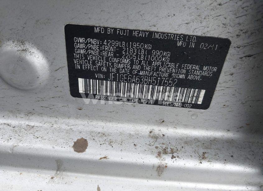 Photo 9 of 2011 Subaru Impreza 2.5I (VIN JF1GE6A63BH517552)