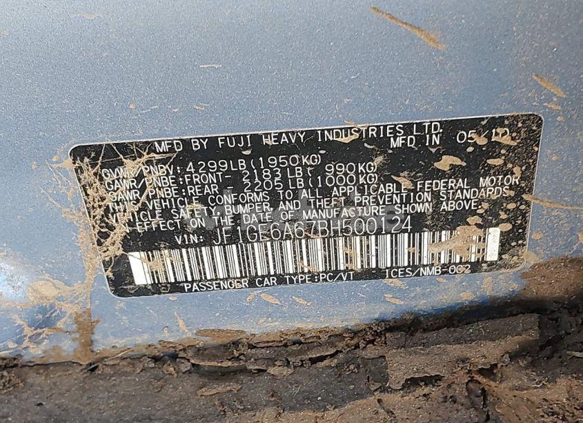 Photo 9 of 2011 Subaru Impreza 2.5I (VIN JF1GE6A67BH500124)