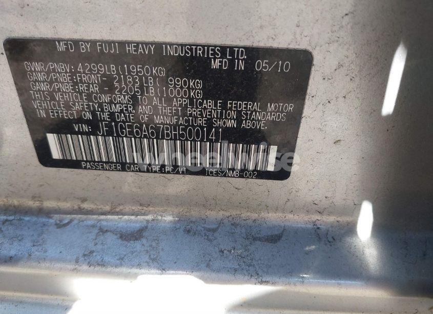 Photo 9 of 2011 Subaru Impreza 2.5I (VIN JF1GE6A67BH500141)