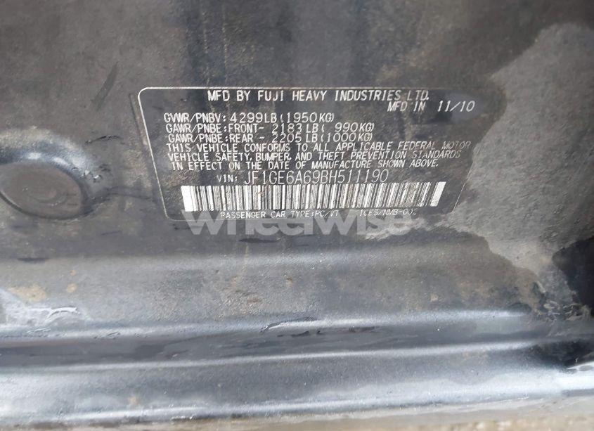 Photo 9 of 2011 Subaru Impreza 2.5I (VIN JF1GE6A69BH511190)
