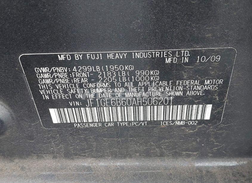 Photo 9 of 2010 Subaru Impreza 2.5I PREMIUM (VIN JF1GE6B60AH506201)
