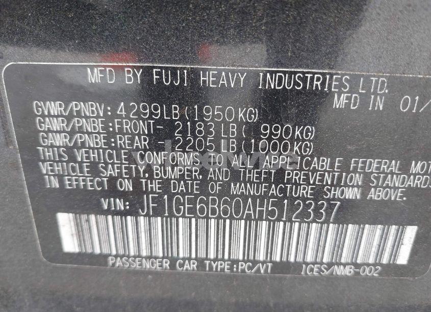 Photo 9 of 2010 Subaru Impreza 2.5I PREMIUM (VIN JF1GE6B60AH512337)