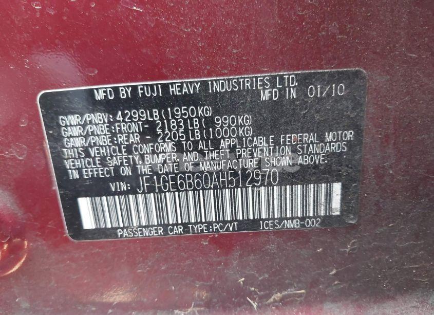 Photo 9 of 2010 Subaru Impreza 2.5I PREMIUM (VIN JF1GE6B60AH512970)