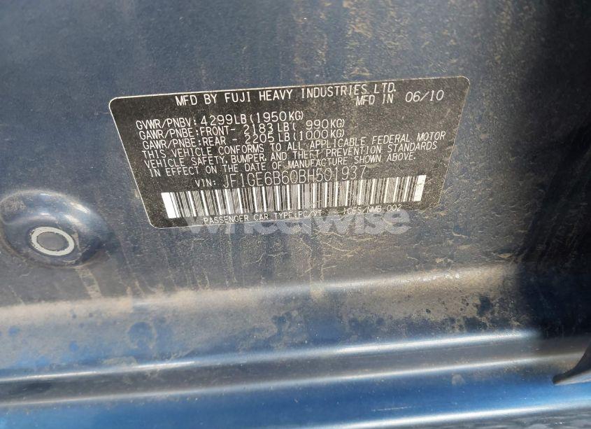 Photo 9 of 2011 Subaru Impreza 2.5I PREMIUM (VIN JF1GE6B60BH501937)