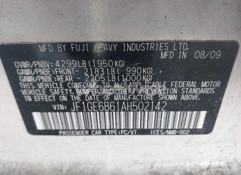 Photo 9 of 2010 Subaru Impreza 2.5I PREMIUM (VIN JF1GE6B61AH502142)