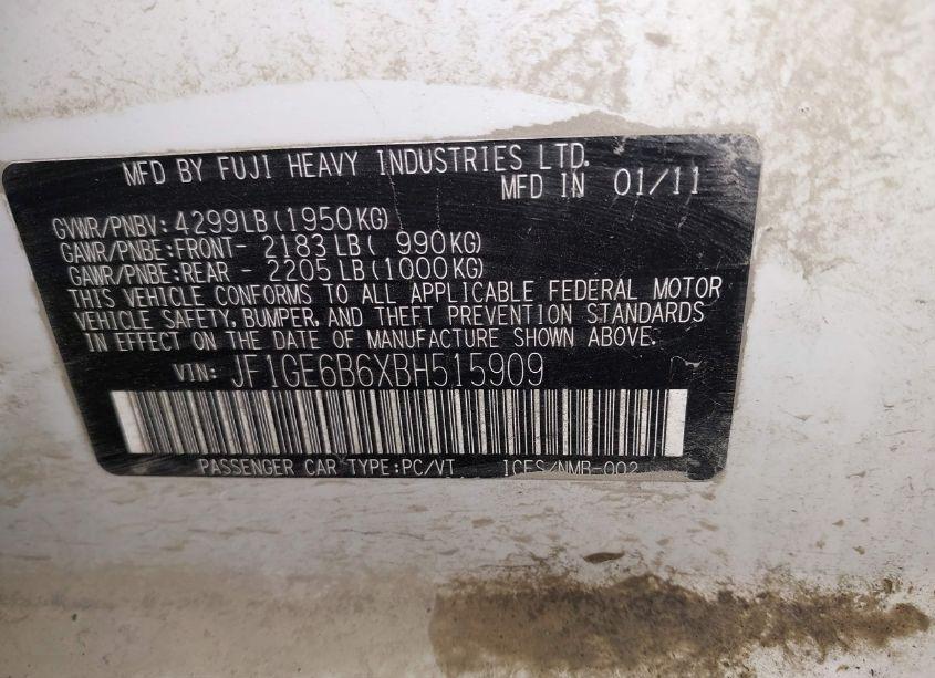 Photo 9 of 2011 Subaru Impreza 2.5I PREMIUM (VIN JF1GE6B6XBH515909)