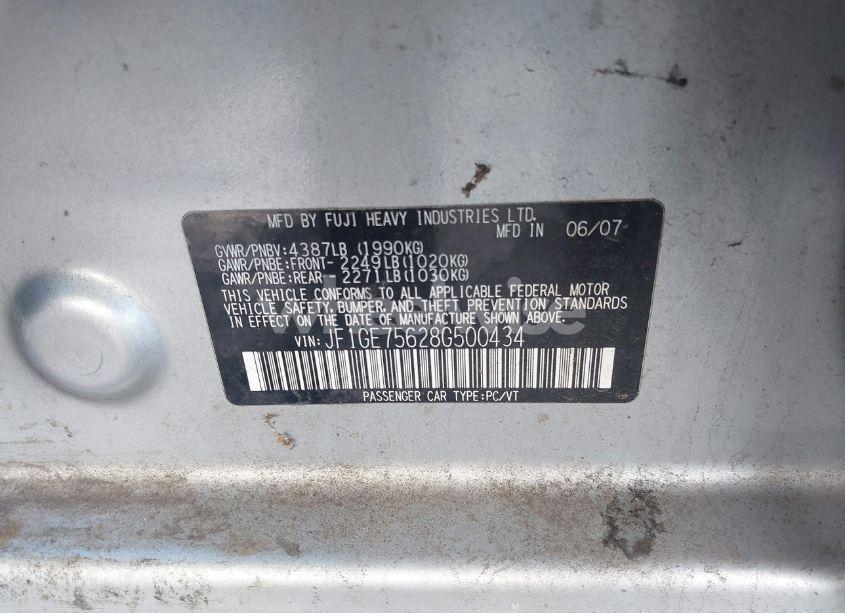 Photo 9 of 2008 Subaru Impreza WRX (VIN JF1GE75628G500434)