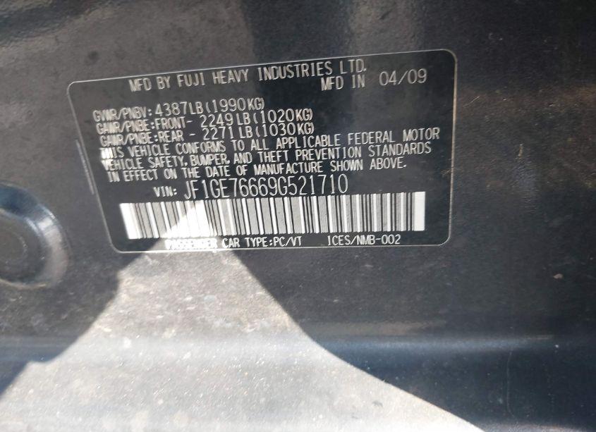 Photo 9 of 2009 Subaru Impreza WRX (VIN JF1GE76669G521710)