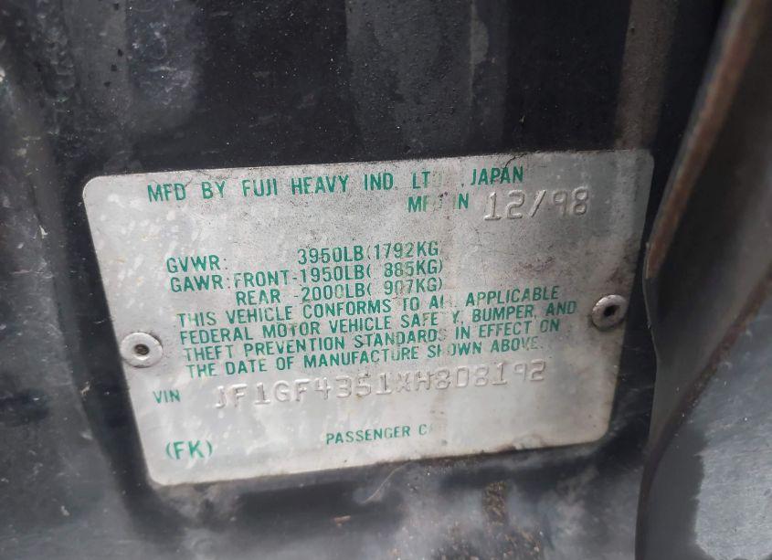 Photo 9 of 1999 Subaru Impreza L (VIN JF1GF4351XH808192)