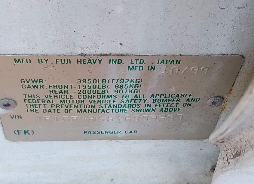 Photo 9 of 2000 Subaru Impreza L (VIN JF1GF4356YG803397)