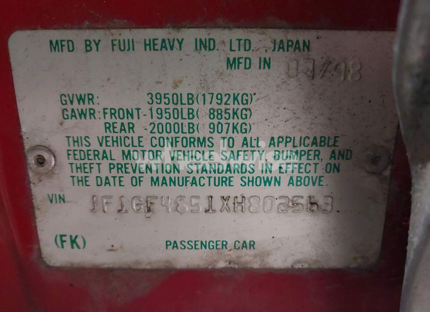 Photo 9 of 1999 Subaru Impreza OUTBACK SPORT (VIN JF1GF4851XH802563)