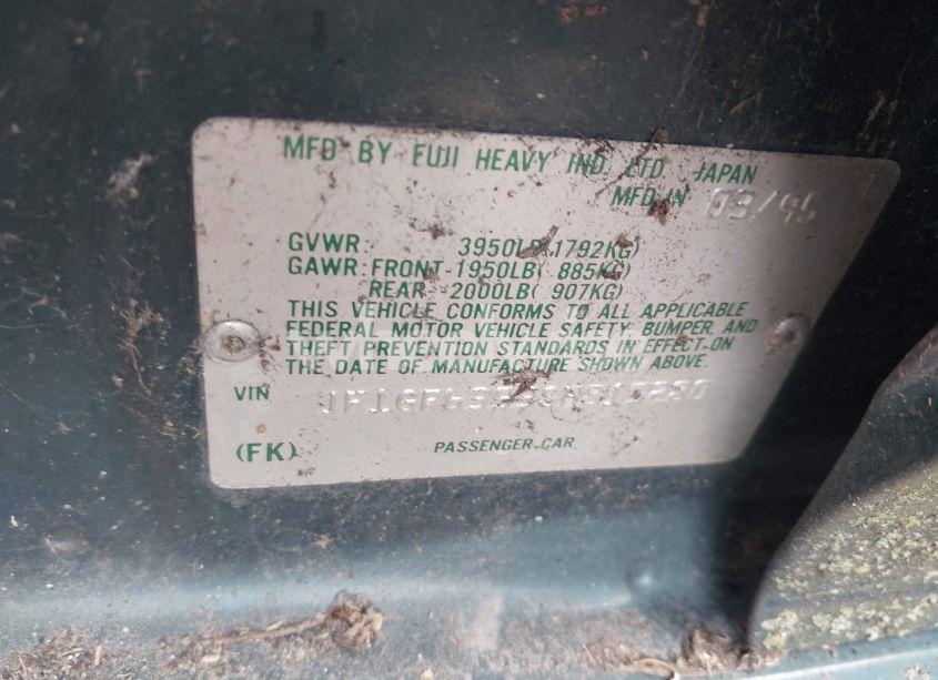 Photo 9 of 1995 Subaru Impreza L/OUTBACK (VIN JF1GF6355SH815280)