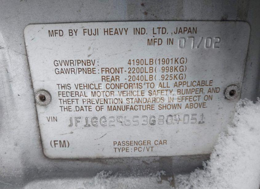 Photo 9 of 2003 Subaru Impreza WRX (VIN JF1GG29653G804051)