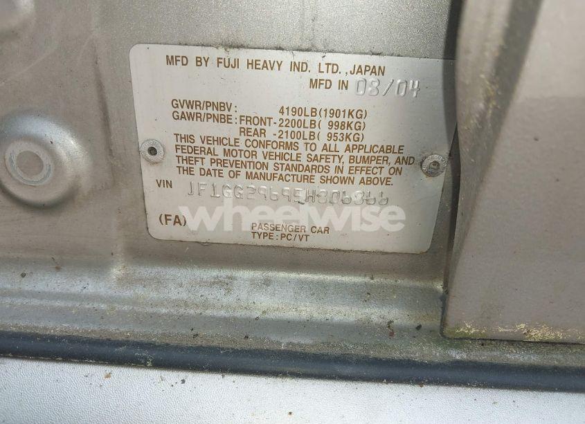 Photo 9 of 2005 Subaru Impreza WRX (VIN JF1GG29695H806866)