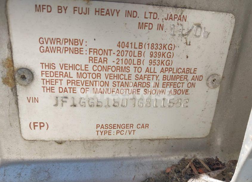 Photo 9 of 2007 Subaru Impreza 2.5I (VIN JF1GG61607G811532)